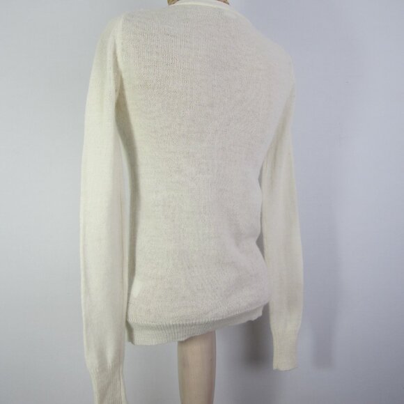J Crew Women XXS Ivory LS Boyfriend Cardigan Sweater Rhinestone Buttons Alpaca - Picture 9 of 10